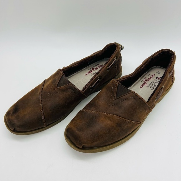 BOB’S BY SKETCHERS CHILL LUXE BY ALARGATA WOMENS DARK BROWN FLAT SLIP ONS SIZE 7 - Picture 2 of 9